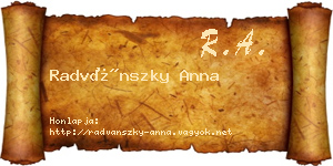 Radvánszky Anna névjegykártya